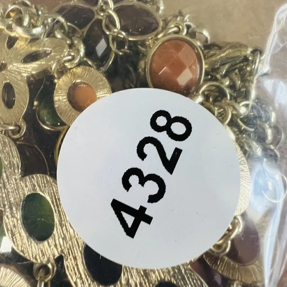 Beautiful Layered Multi Strand Necklace Earth Tone Faceted Beads Flower  4328